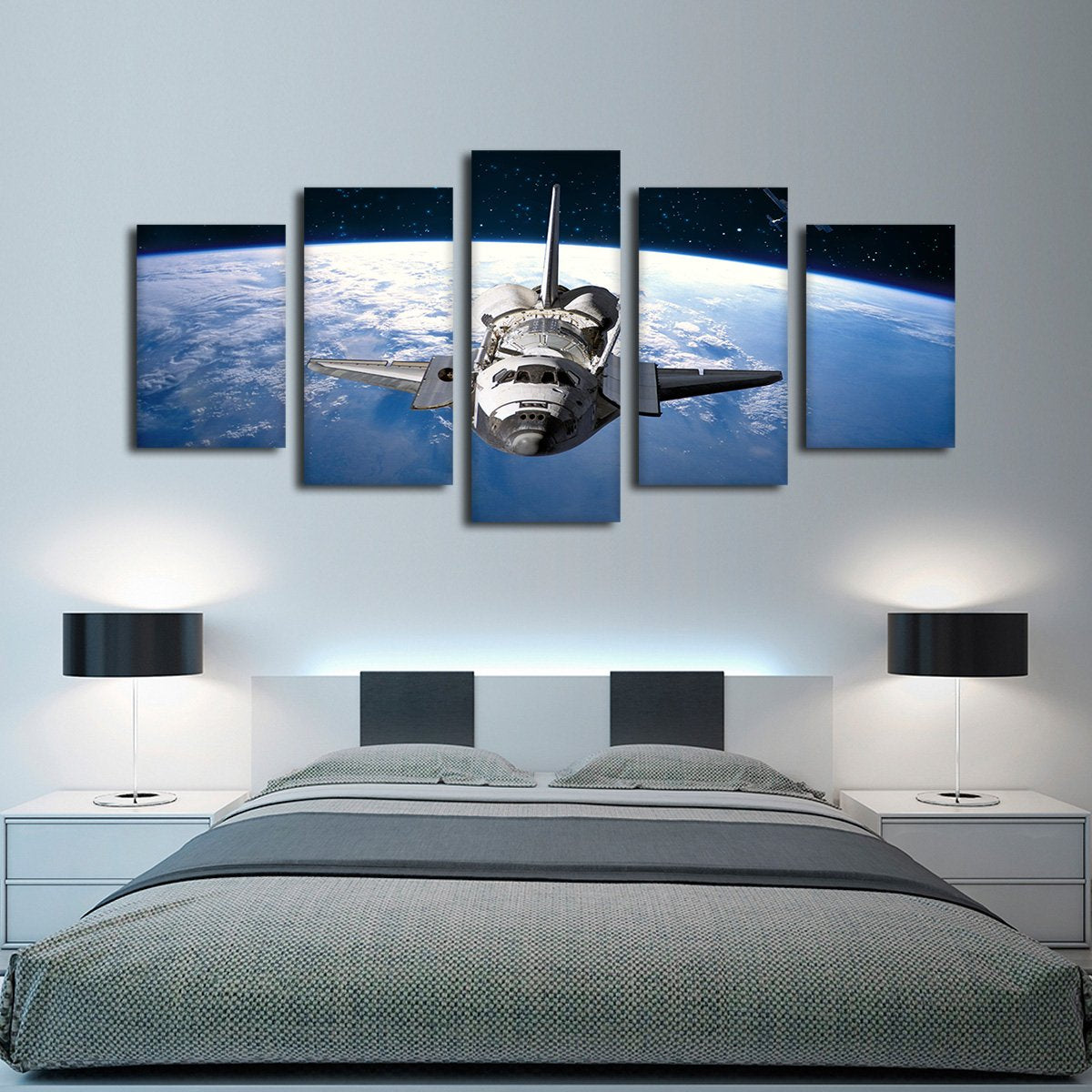 Orbiting Earth Multi Panel Canvas Wall Art