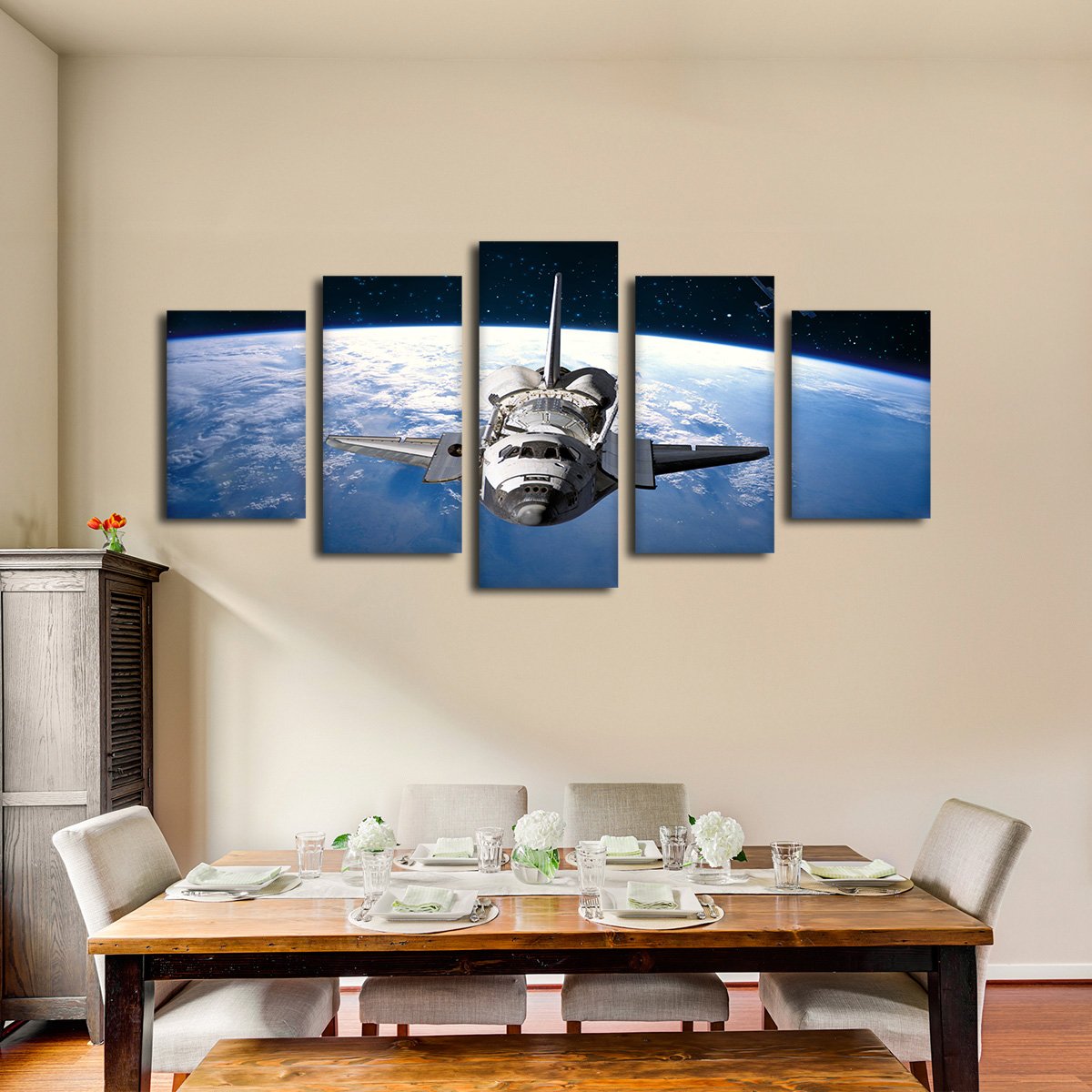 Orbiting Earth Multi Panel Canvas Wall Art