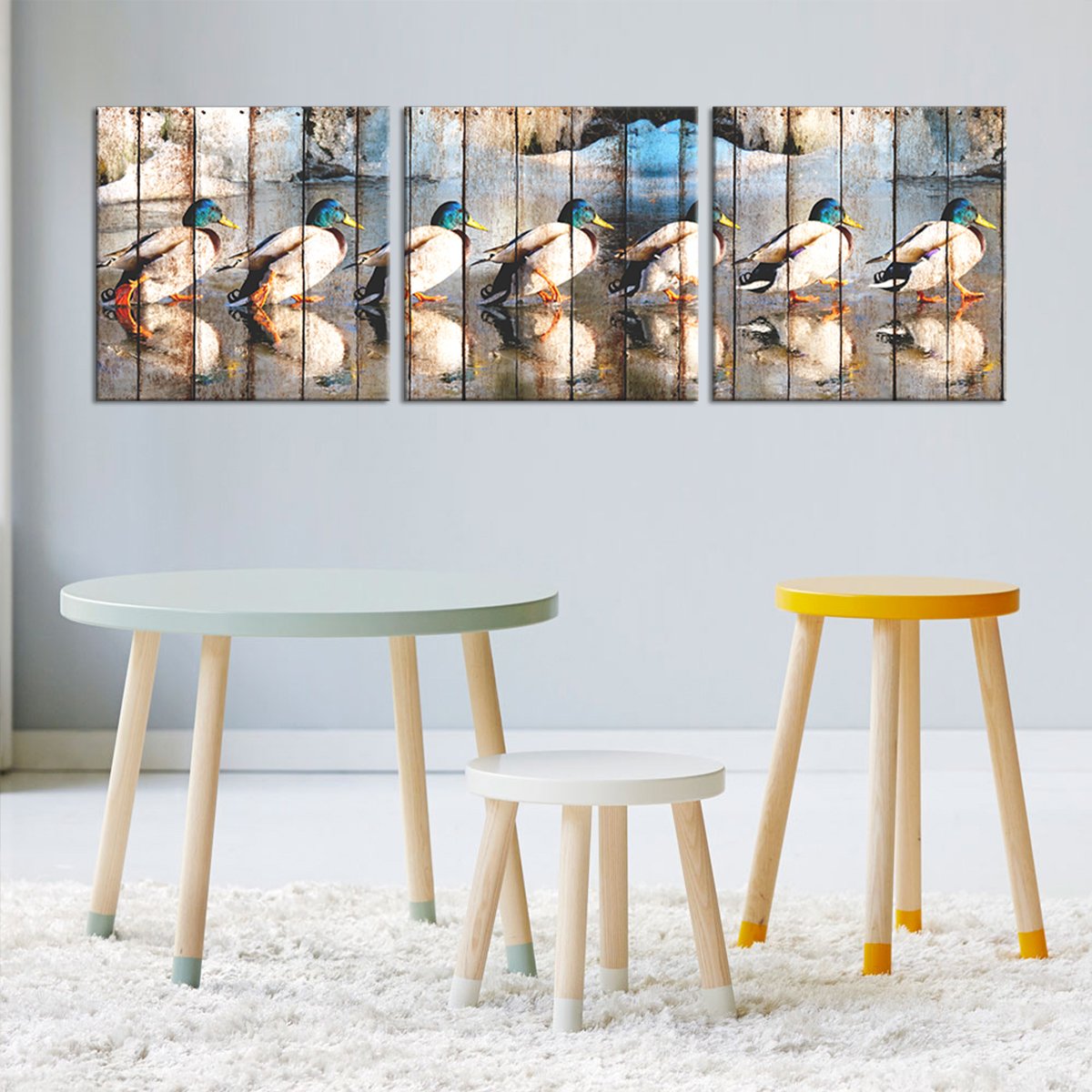 Marching Ducks Multi Panel Canvas Wall Art