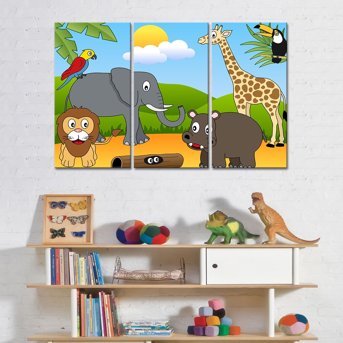 Jungle Cartoon Multi Panel Canvas Wall Art