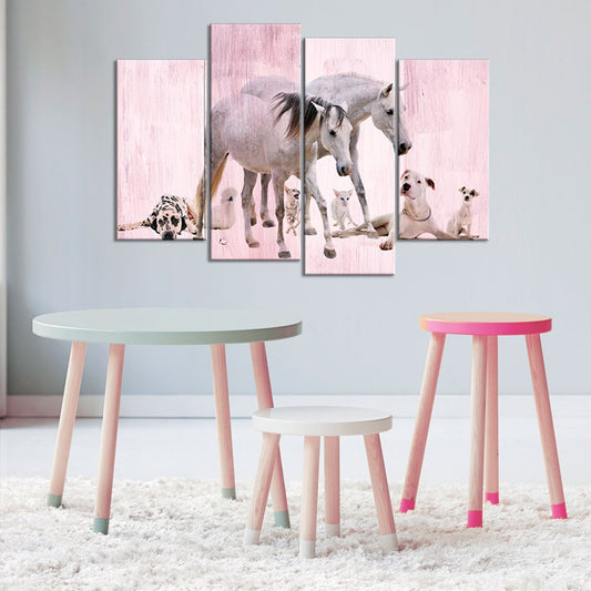 Furry Friends Multi Panel Canvas Wall Art