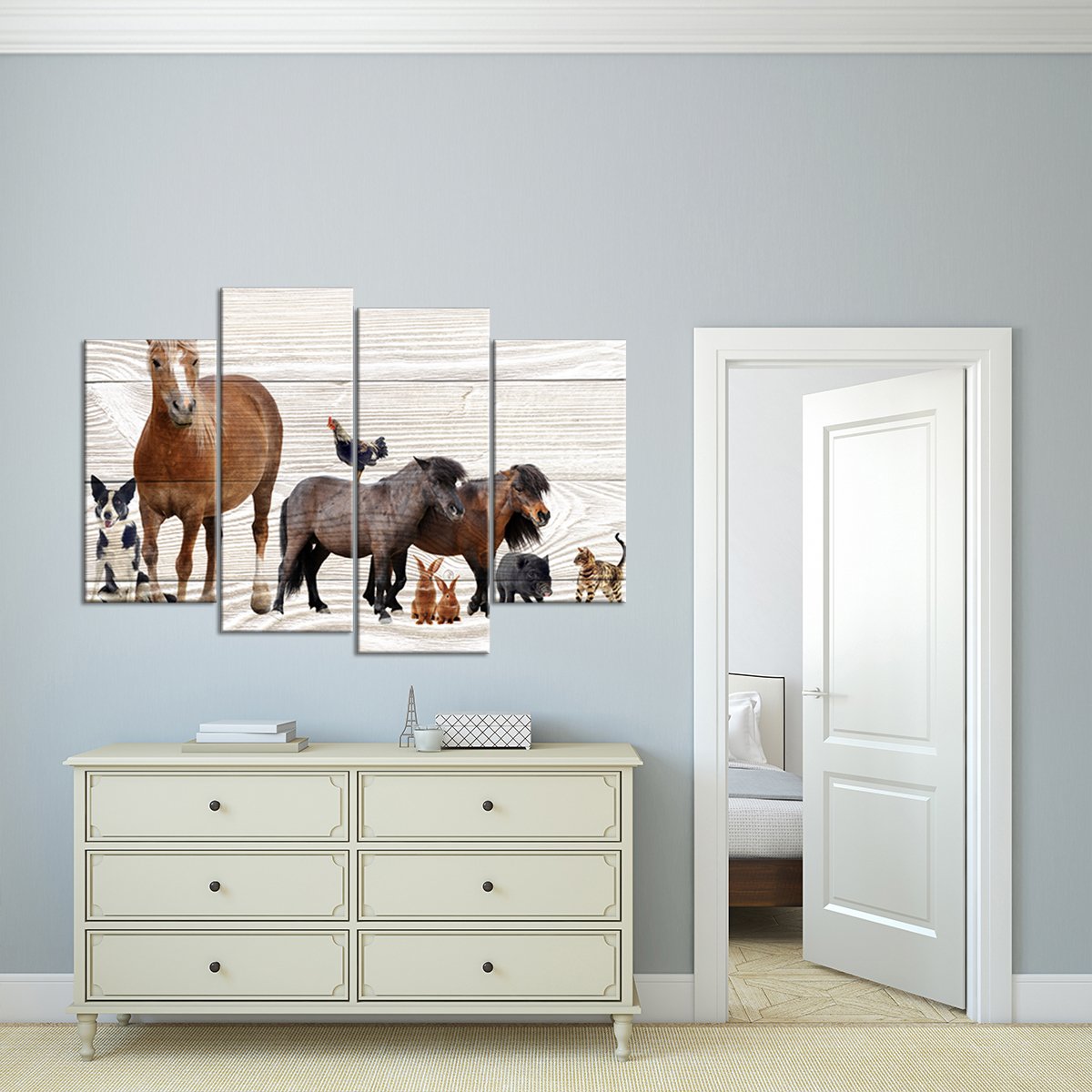 Animals In Harmony Multi Panel Canvas Wall Art