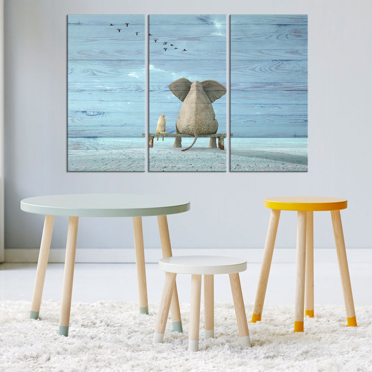 Elephant Daydream Multi Panel Canvas Wall Art