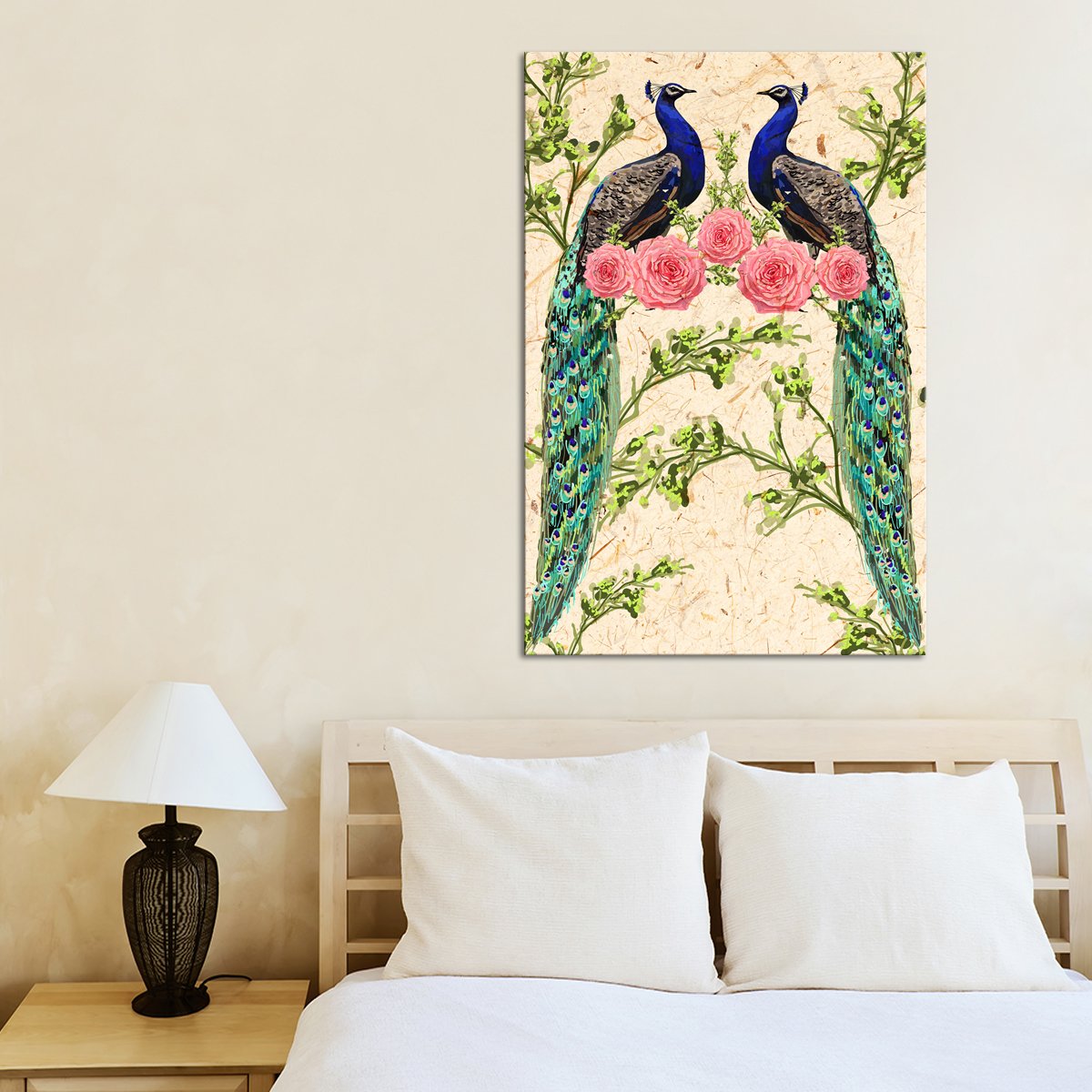 Pair Of Peacocks Multi Panel Canvas Wall Art