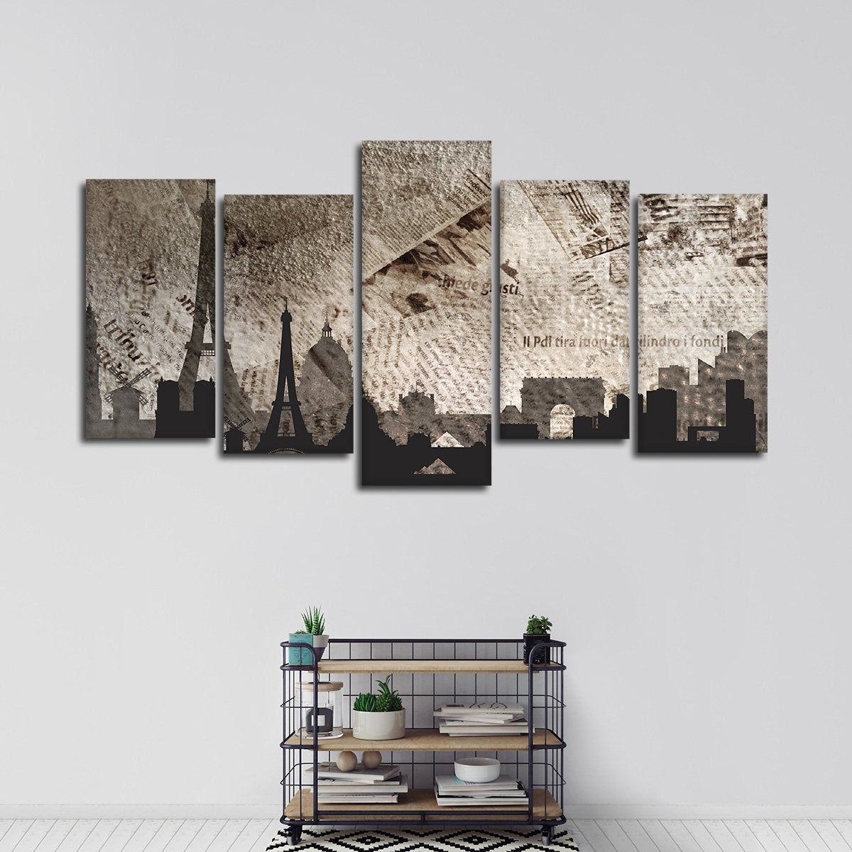 Paris Silhouette Multi Panel Canvas Wall Art