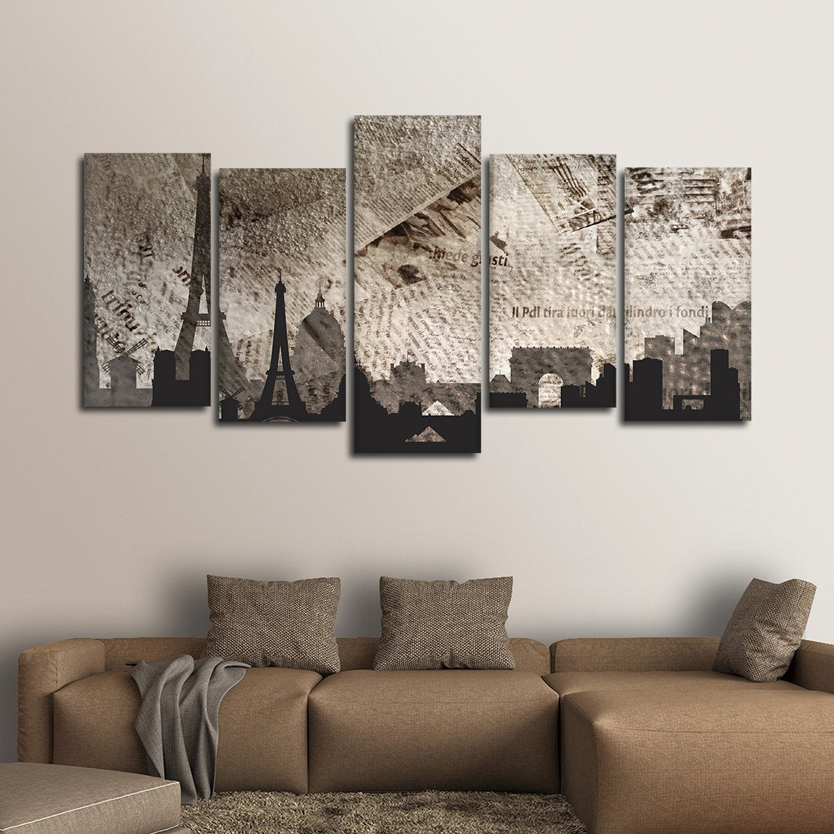 Paris Silhouette Multi Panel Canvas Wall Art