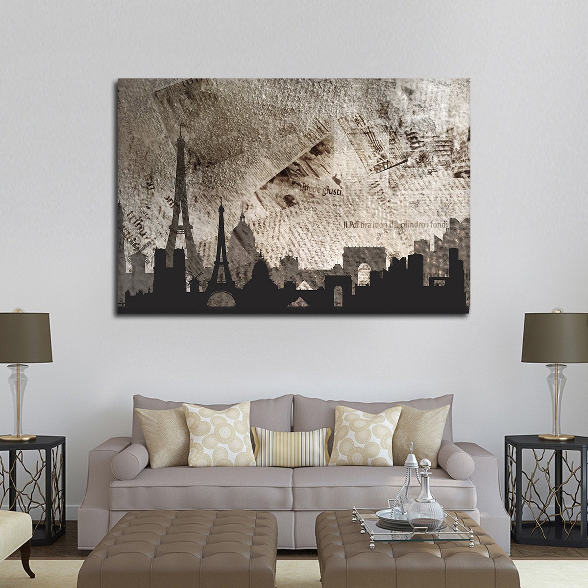 Paris Silhouette Multi Panel Canvas Wall Art