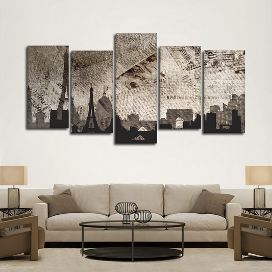 Paris Silhouette Multi Panel Canvas Wall Art