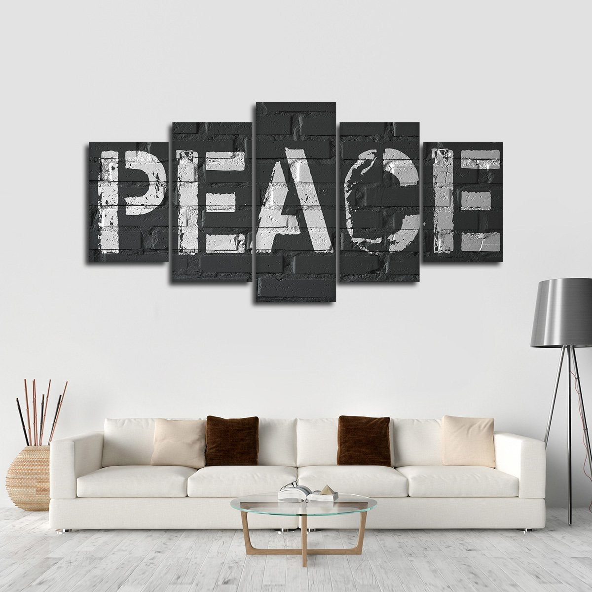 Peace Brick Wall Multi Panel Canvas Wall Art