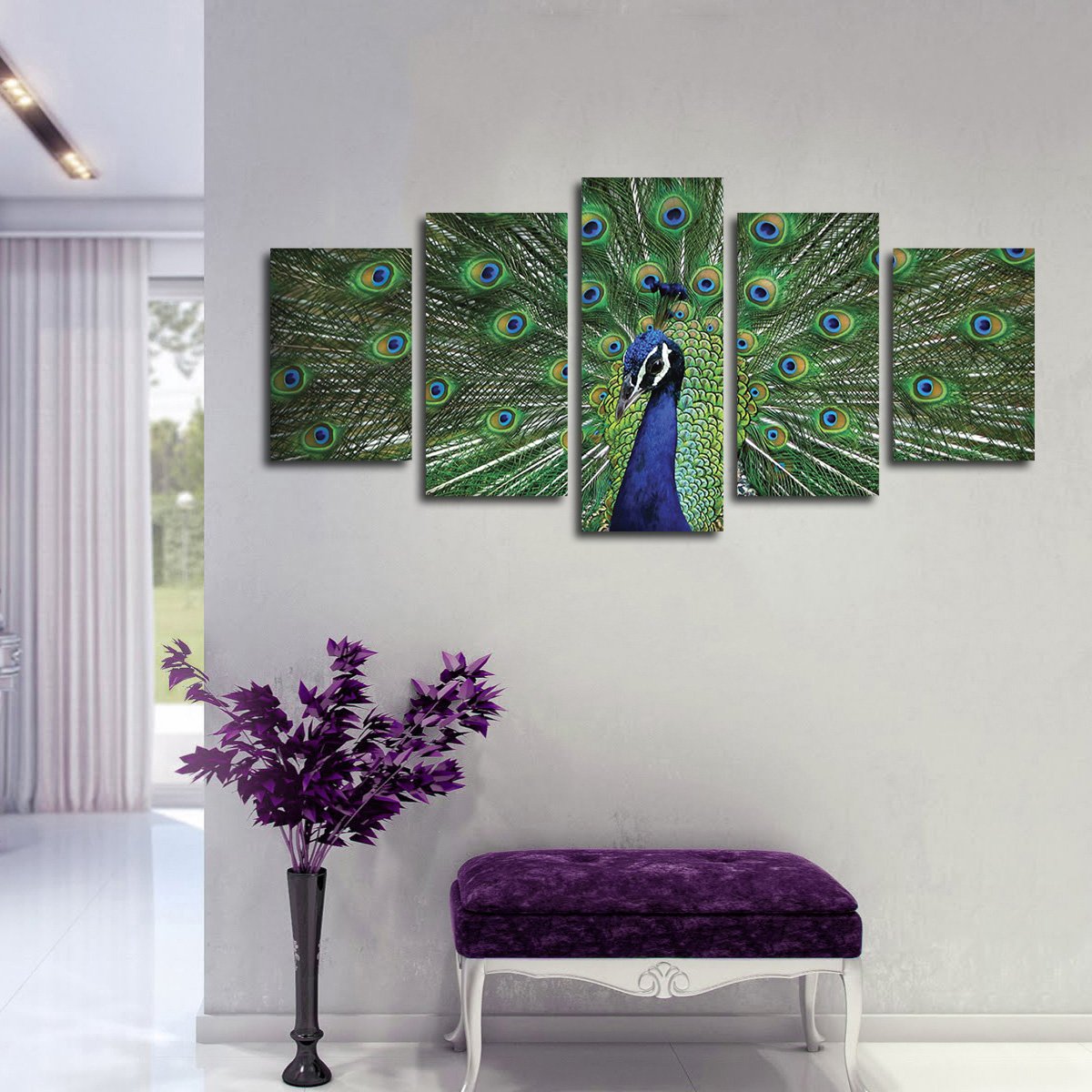 Peacock Feathers Multi Panel Canvas Wall Art