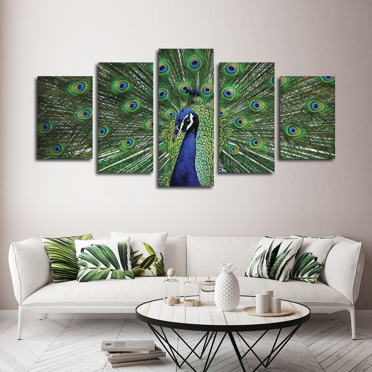 Peacock Feathers Multi Panel Canvas Wall Art