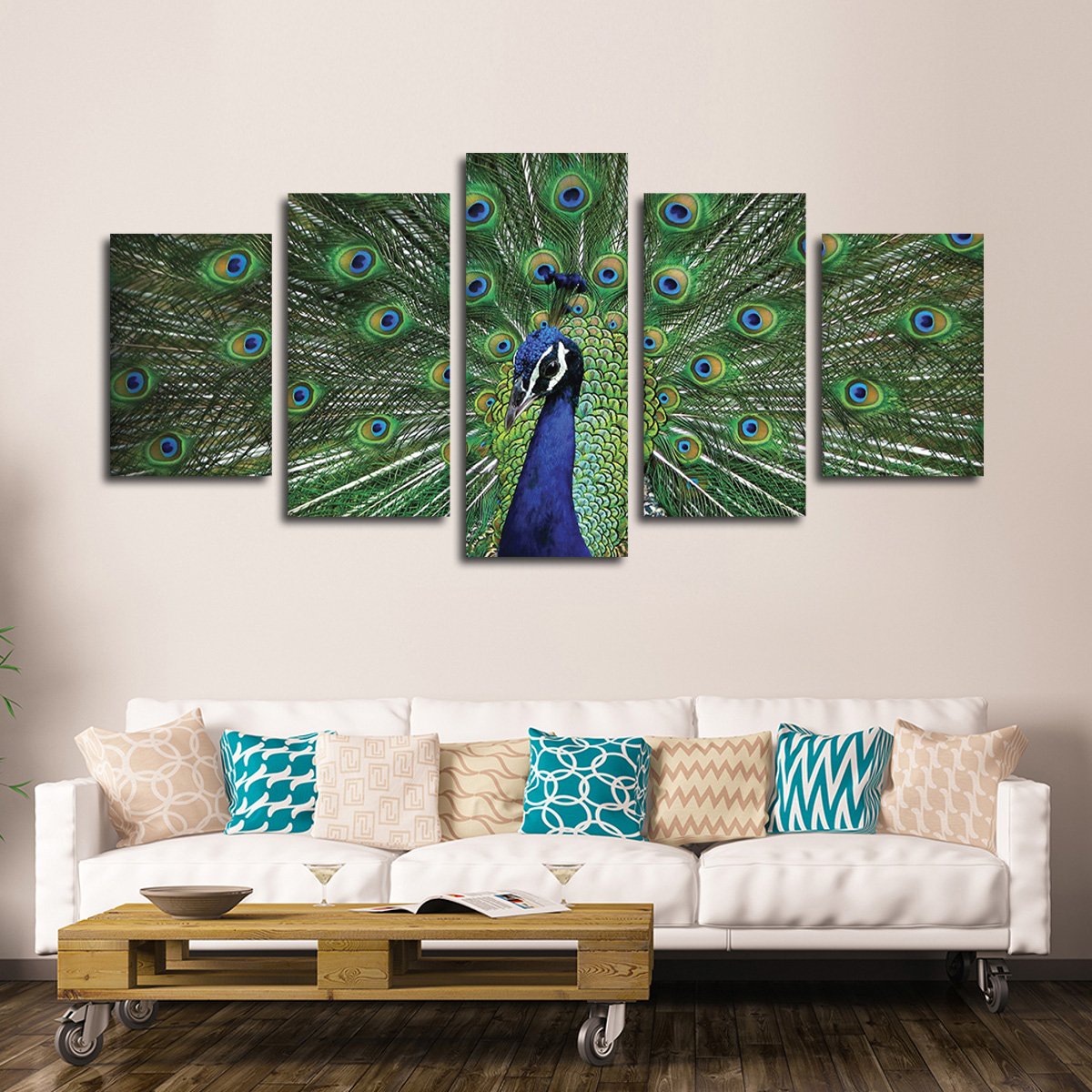 Peacock Feathers Multi Panel Canvas Wall Art