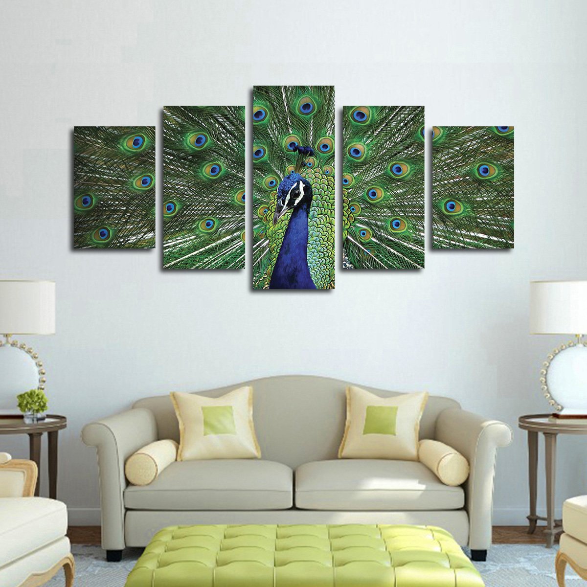 Peacock Feathers Multi Panel Canvas Wall Art