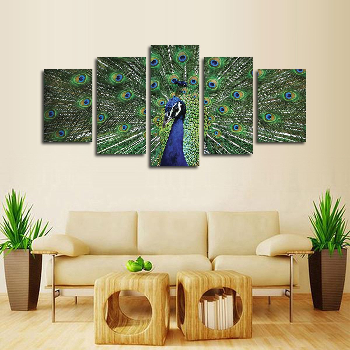 Peacock Feathers Multi Panel Canvas Wall Art