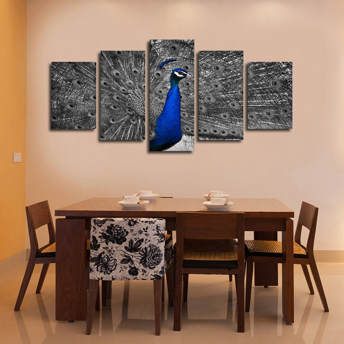 Peacock Pop Multi Panel Canvas Wall Art