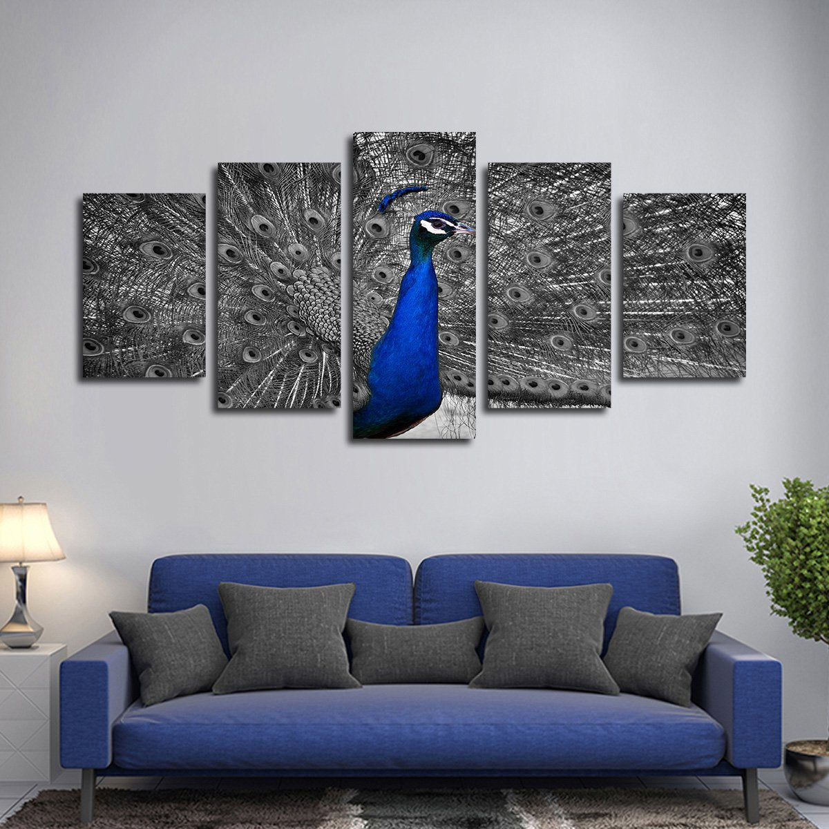 Peacock Pop Multi Panel Canvas Wall Art
