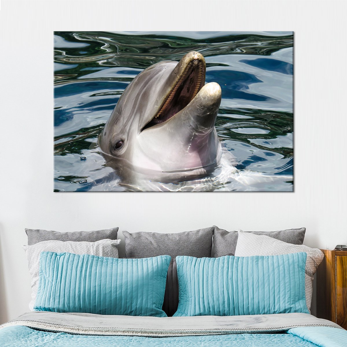Peeking Dolphin Multi Panel Canvas Wall Art