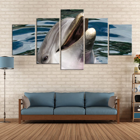 Peeking Dolphin Multi Panel Canvas Wall Art