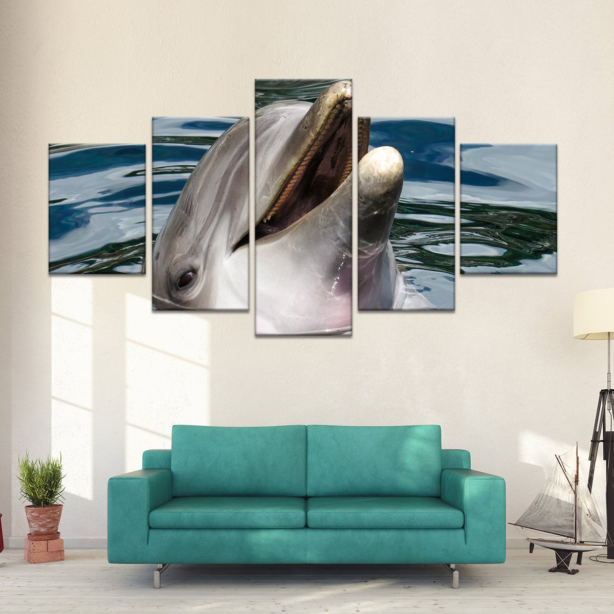 Peeking Dolphin Multi Panel Canvas Wall Art
