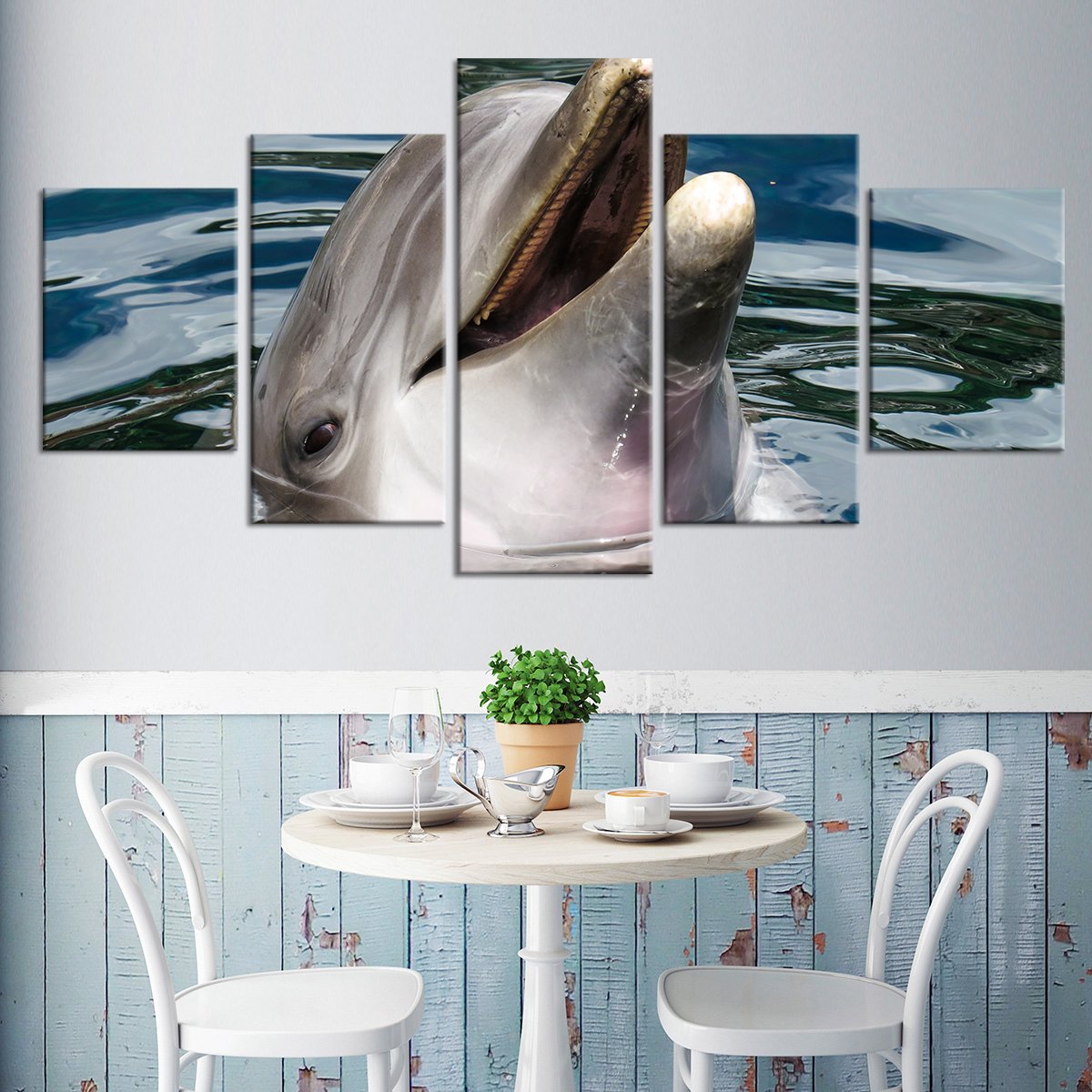 Peeking Dolphin Multi Panel Canvas Wall Art