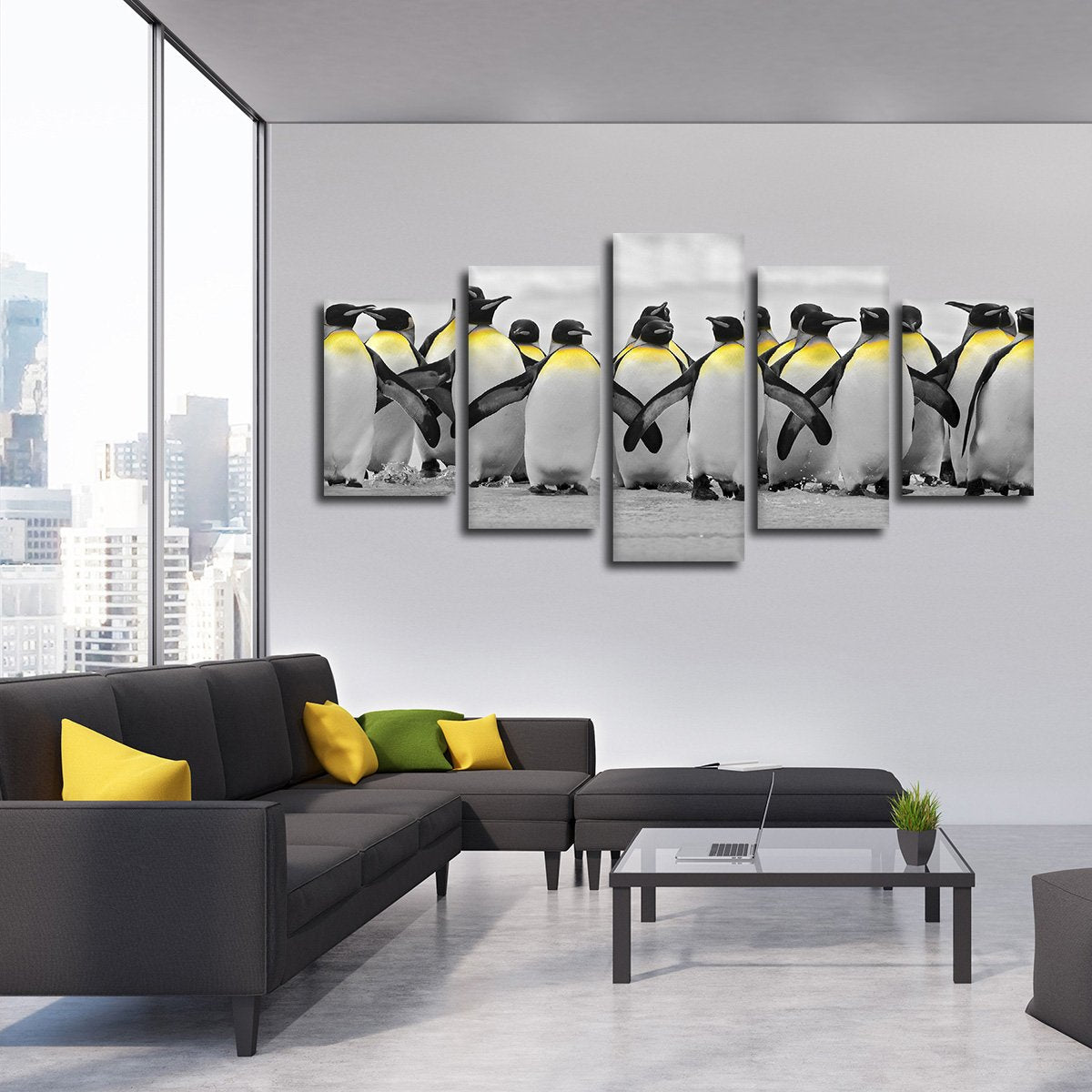 Penguins Pop Multi Panel Canvas Wall Art