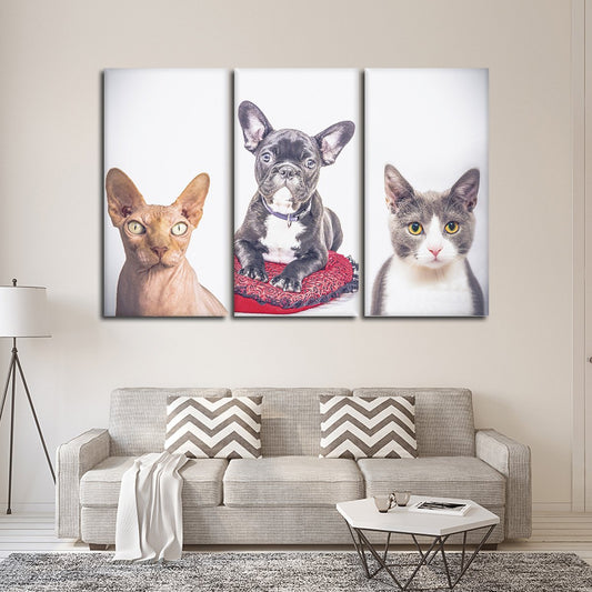Pet Trio Multi Panel Canvas Wall Art