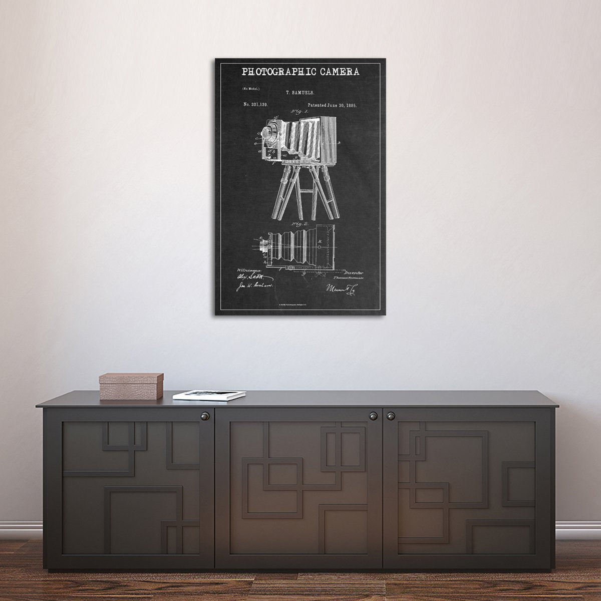 Photographic Camera Patent BW Canvas Wall Art