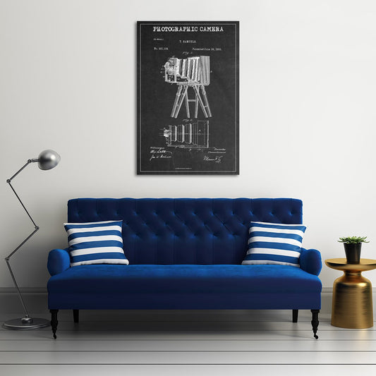 Photographic Camera Patent BW Canvas Wall Art