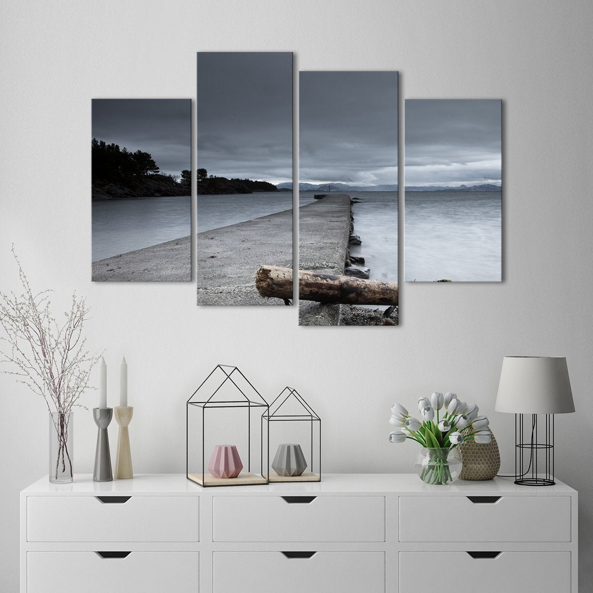 Pier in Norway Multi Panel Canvas Wall Art