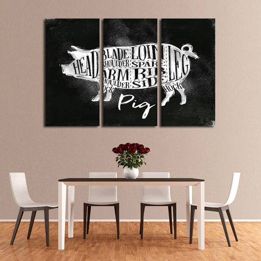 Pig Parts Multi Panel Canvas Wall Art