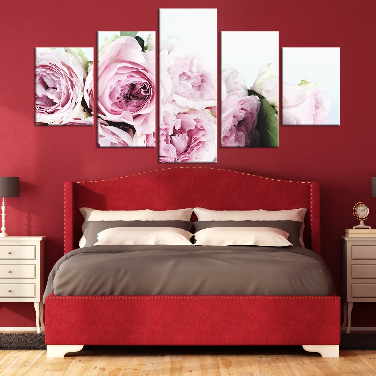 Pink Bouqet Multi Panel Canvas Wall Art