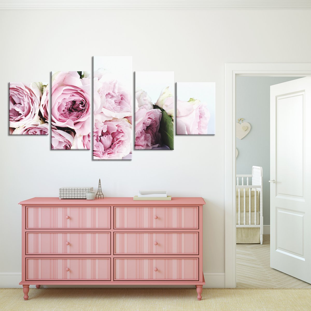 Pink Bouqet Multi Panel Canvas Wall Art