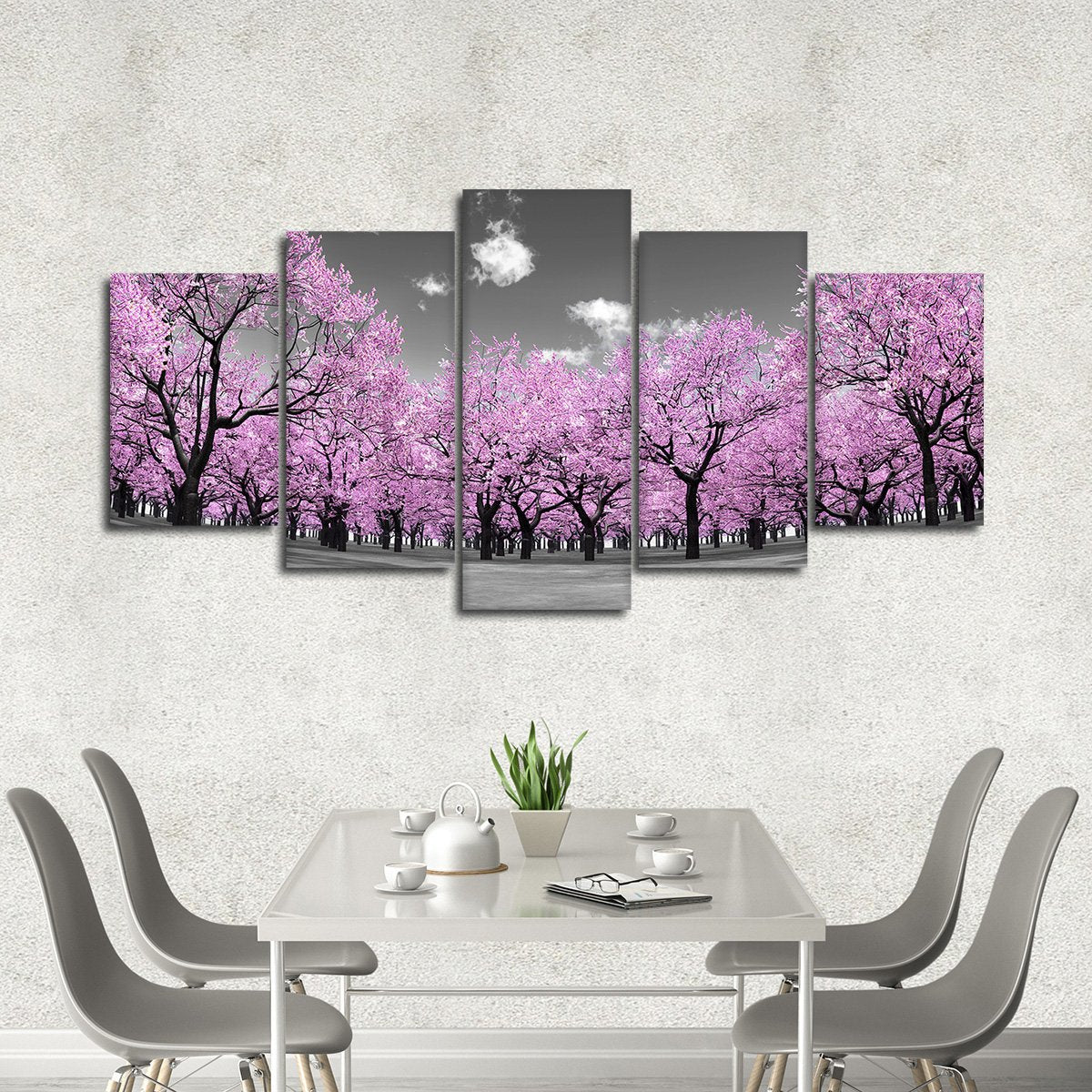 Pink Forest Pop Multi Panel Canvas Wall Art