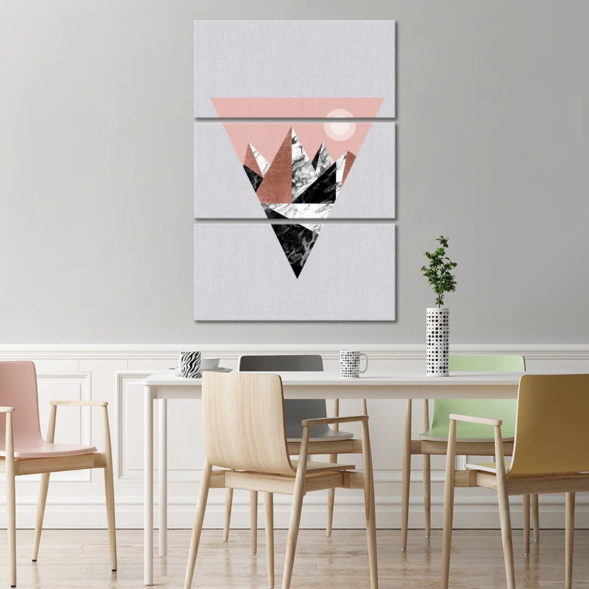 Pink Triangle Mountains Multi Panel Canvas Wall Art