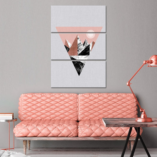 Pink Triangle Mountains Multi Panel Canvas Wall Art