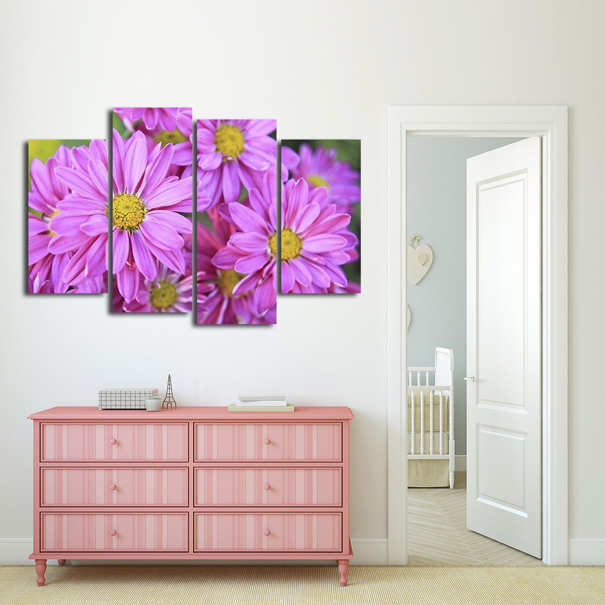 Pink Flower Multi Panel Canvas Wall Art