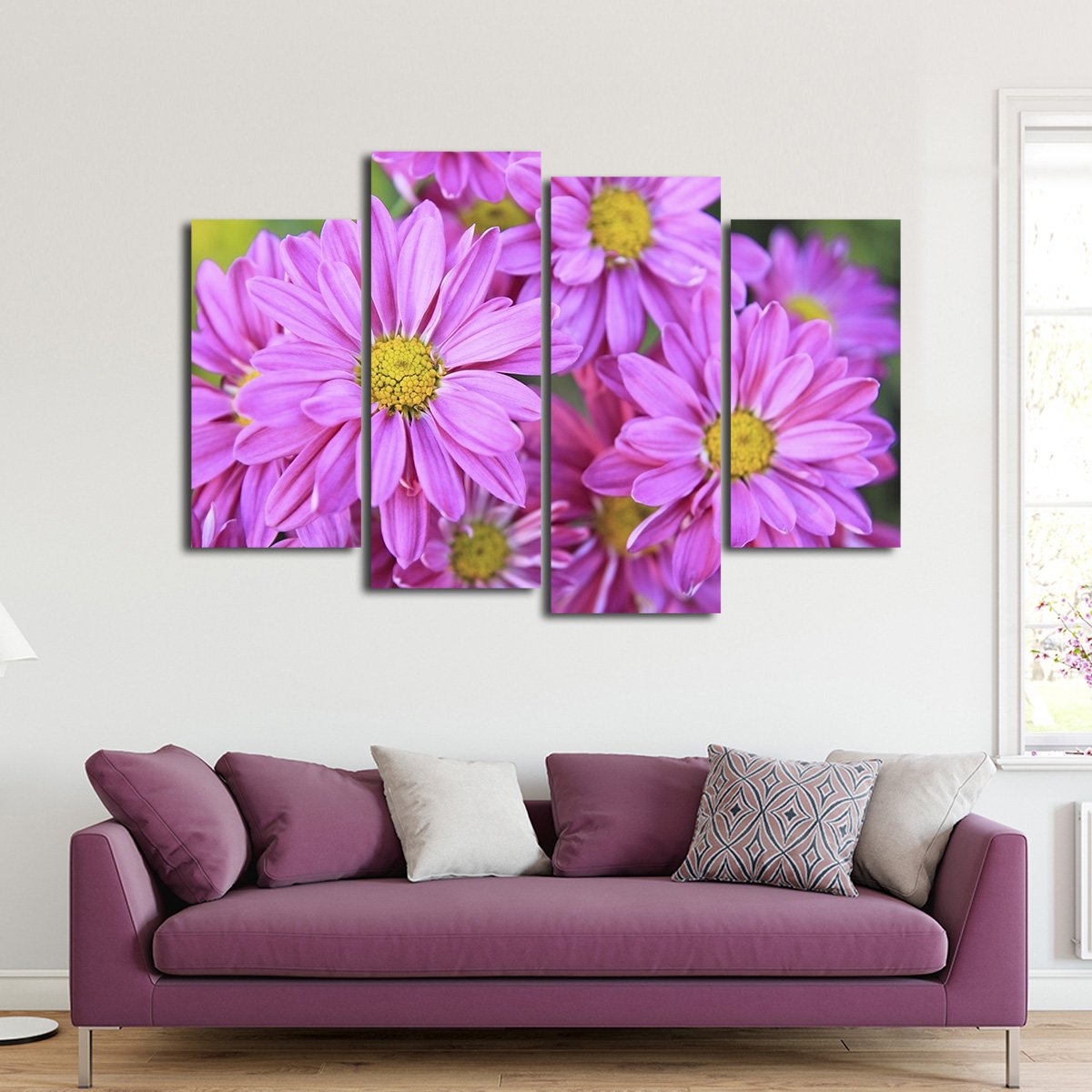 Pink Flower Multi Panel Canvas Wall Art
