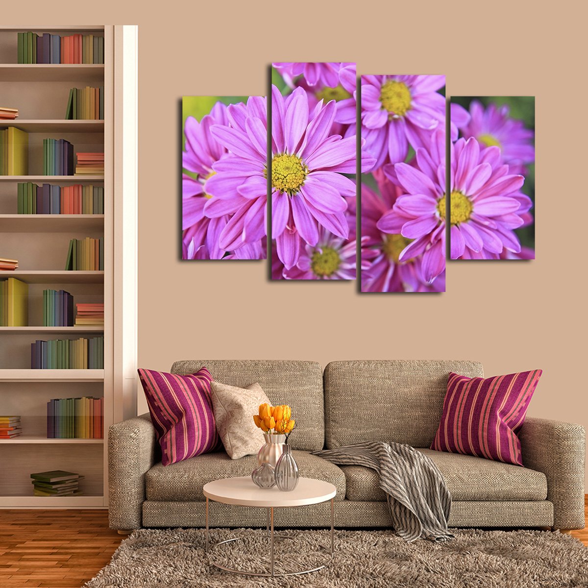 Pink Flower Multi Panel Canvas Wall Art