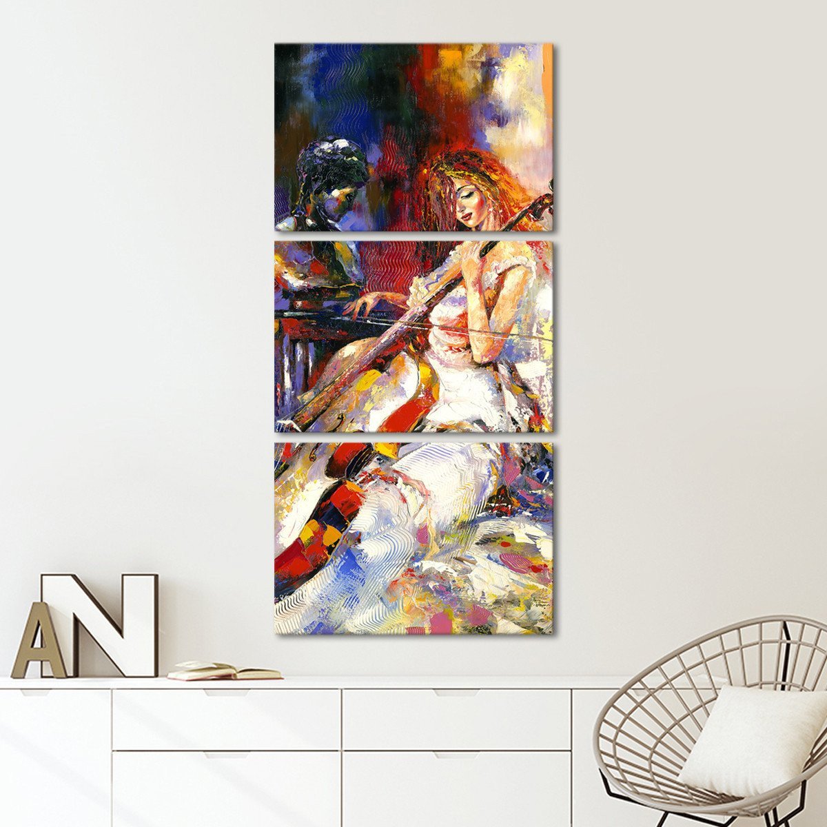 Playing Cello Multi Panel Canvas Wall Art