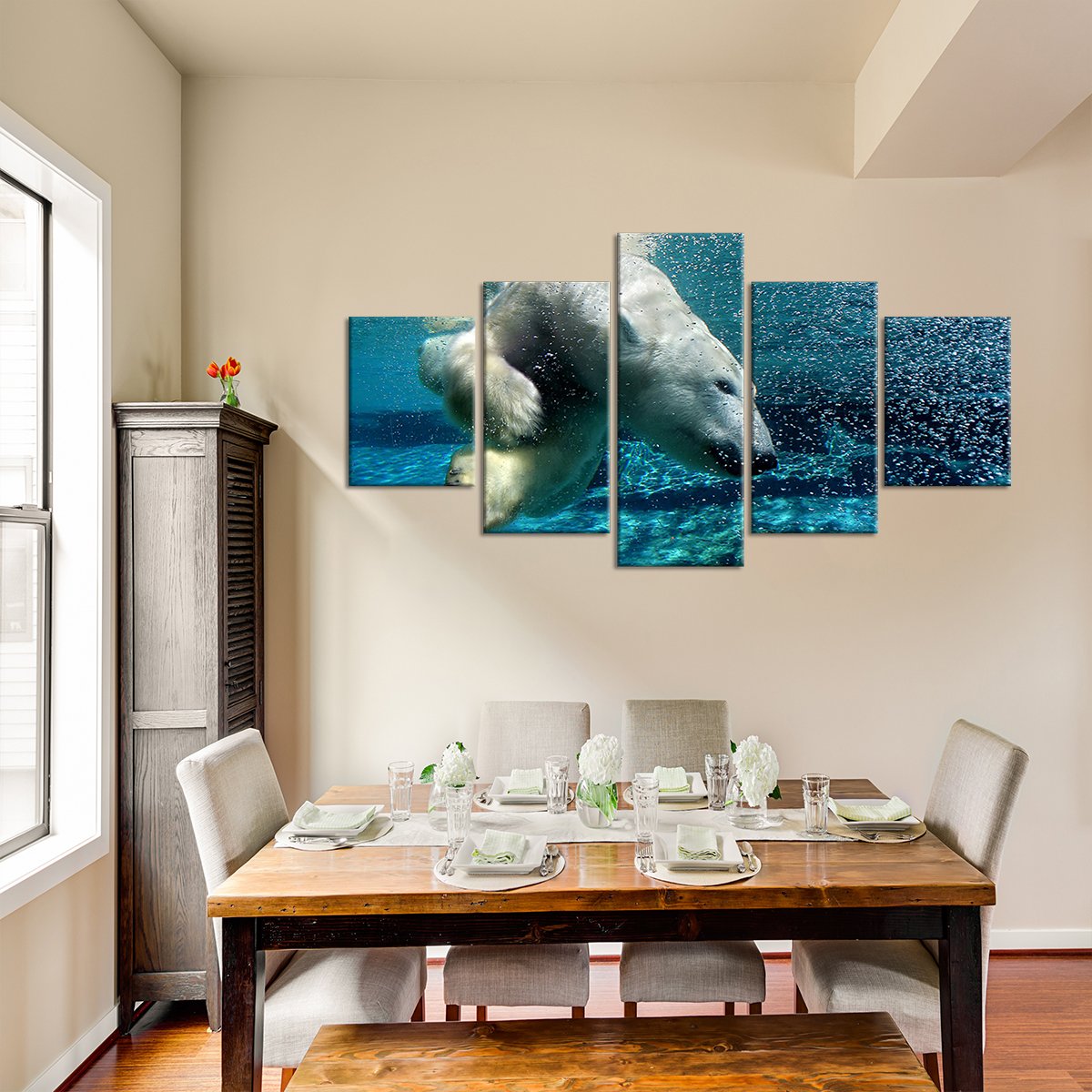Polar Bear Multi Panel Canvas Wall Art