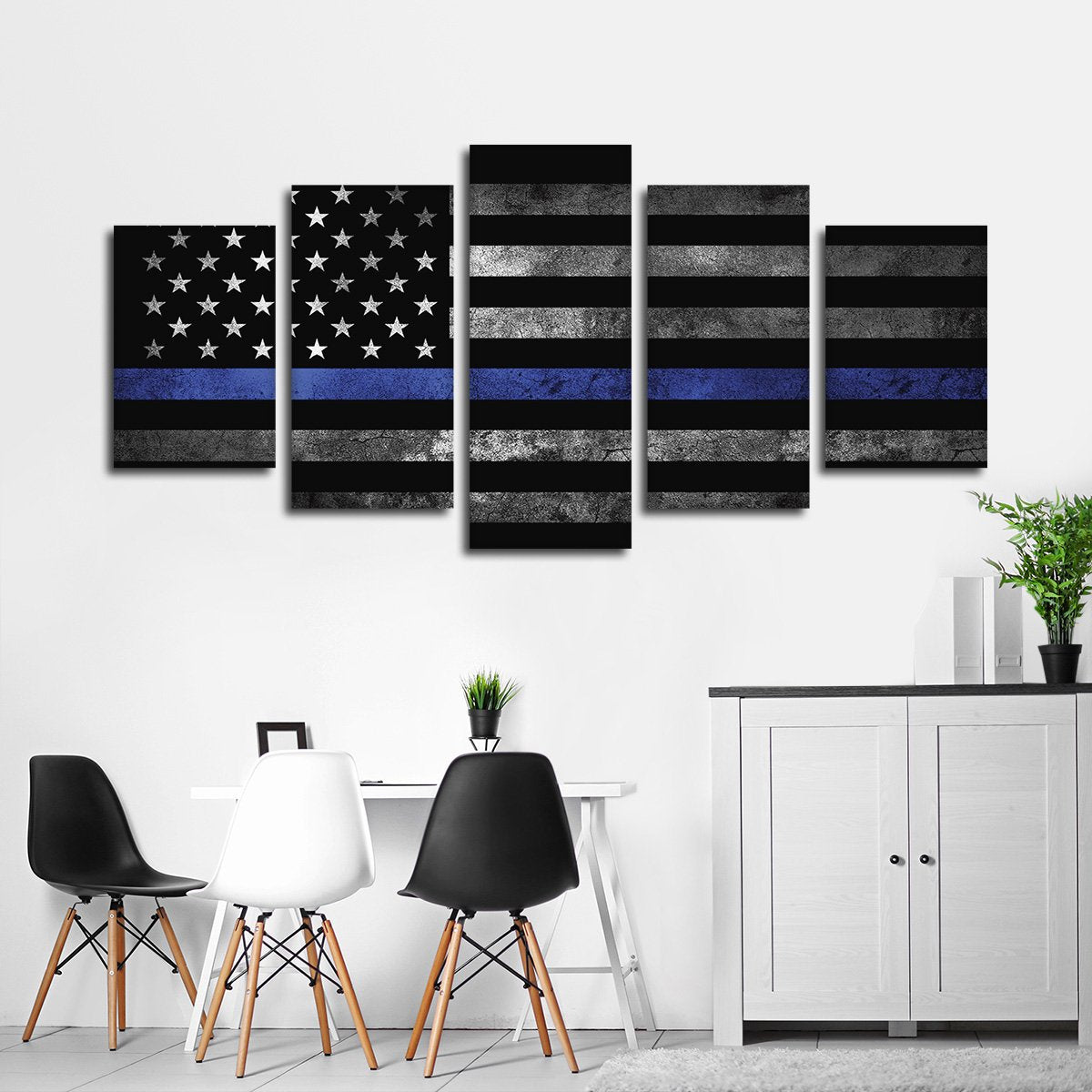 Police Flag Multi Panel Canvas Wall Art