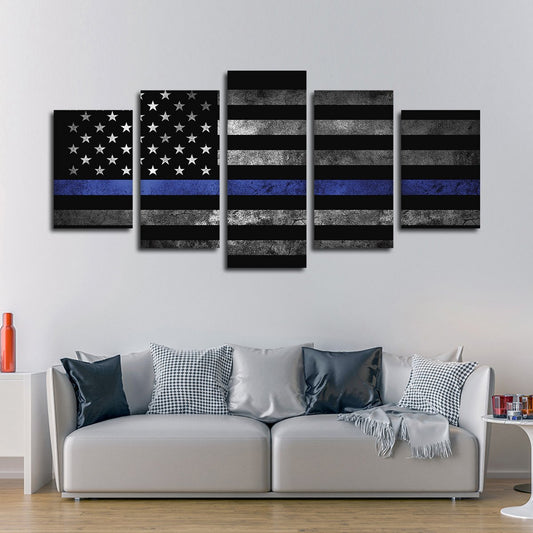 Police Flag Multi Panel Canvas Wall Art