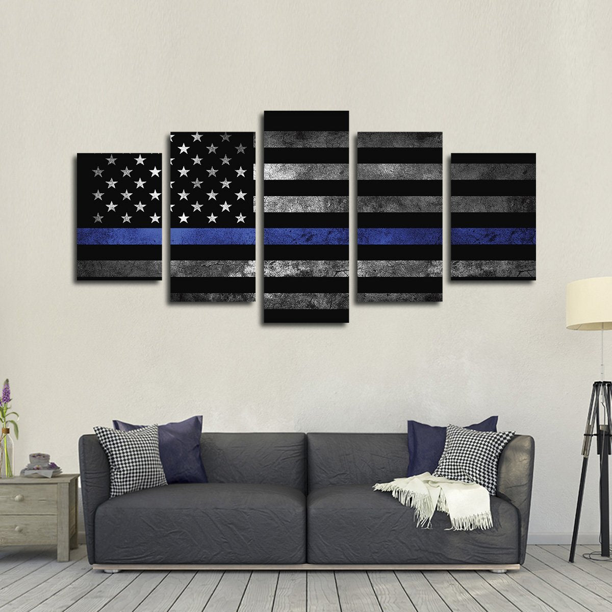 Police Flag Multi Panel Canvas Wall Art