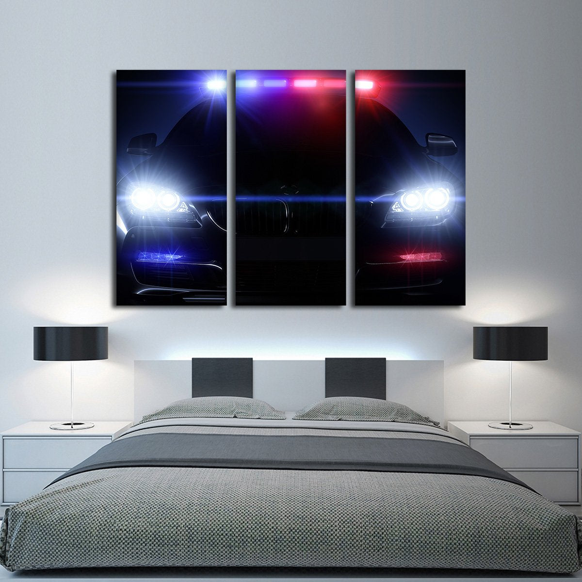 Police Car Multi Panel Canvas Wall Art