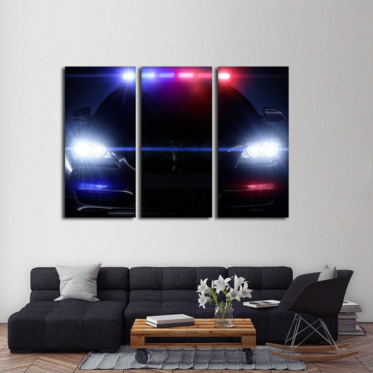Police Car Multi Panel Canvas Wall Art