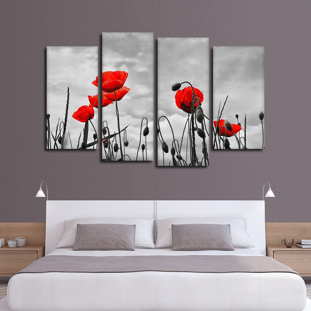 Poppies Pop Multi Panel Canvas Wall Art