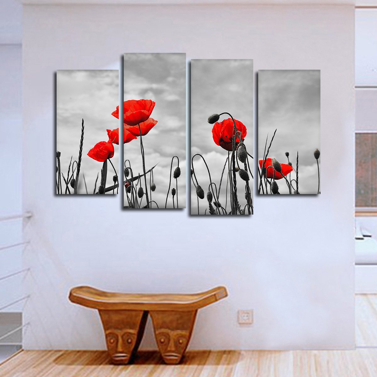 Poppies Pop Multi Panel Canvas Wall Art