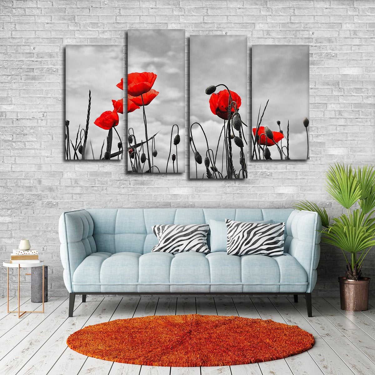 Poppies Pop Multi Panel Canvas Wall Art