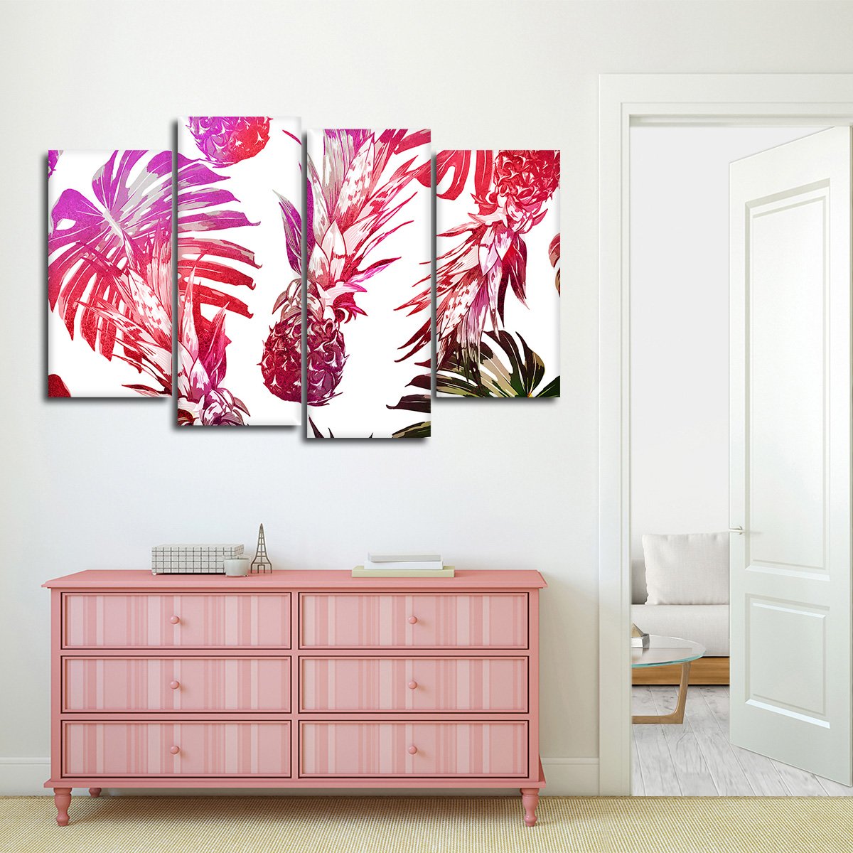 Poppin Pineapples Multi Panel Canvas Wall Art