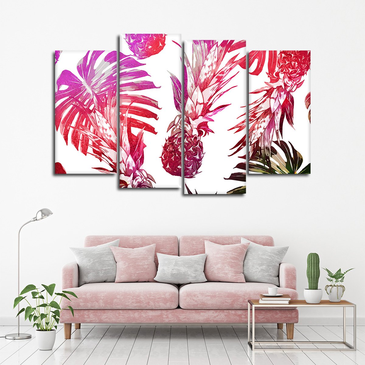 Poppin Pineapples Multi Panel Canvas Wall Art